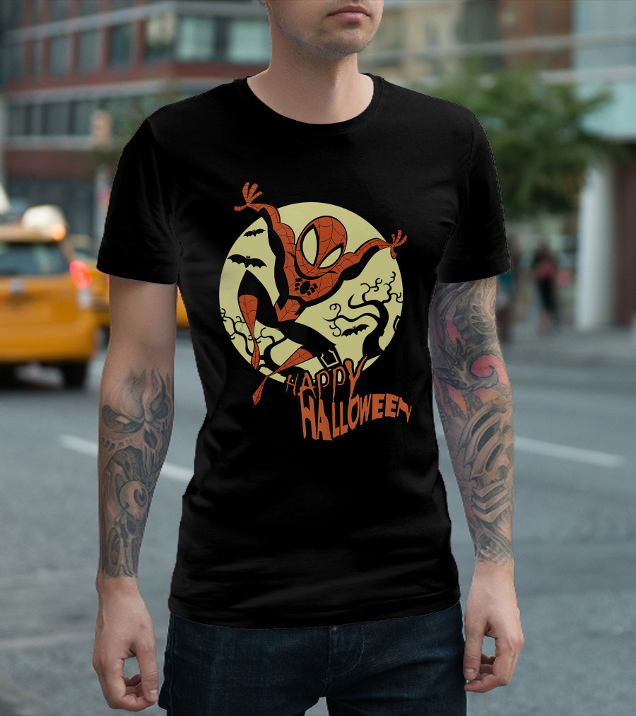 Spider Man Happy Halloween Moonlight T-Shirt