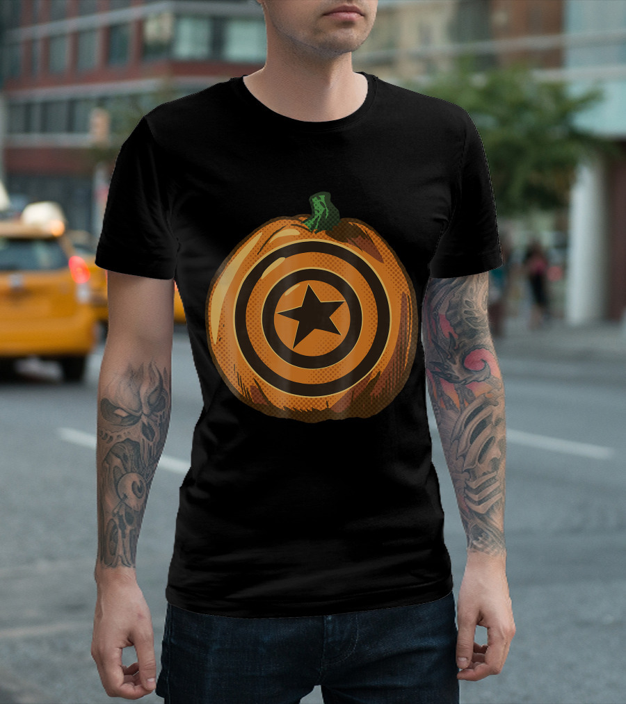Capt America Shield Pumpkin Halloween T-Shirt
