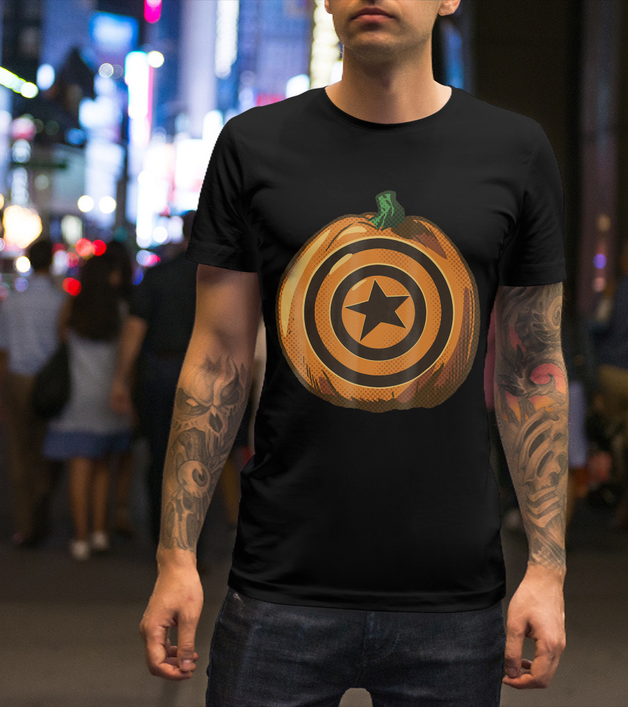 Capt America Shield Pumpkin Halloween T-Shirt