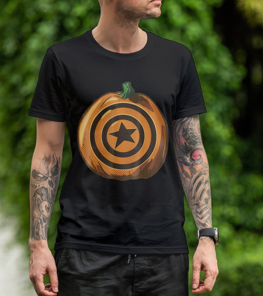 Capt America Shield Pumpkin Halloween T-Shirt