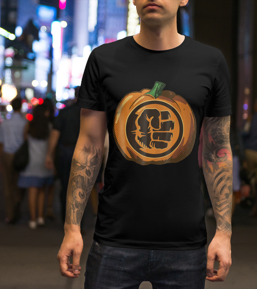 Hulk Fist Pumpkin Halloween Fusion In Comic T-Shirt