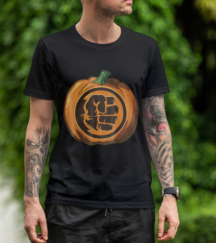 Hulk Fist Pumpkin Halloween Fusion In Comic T-Shirt