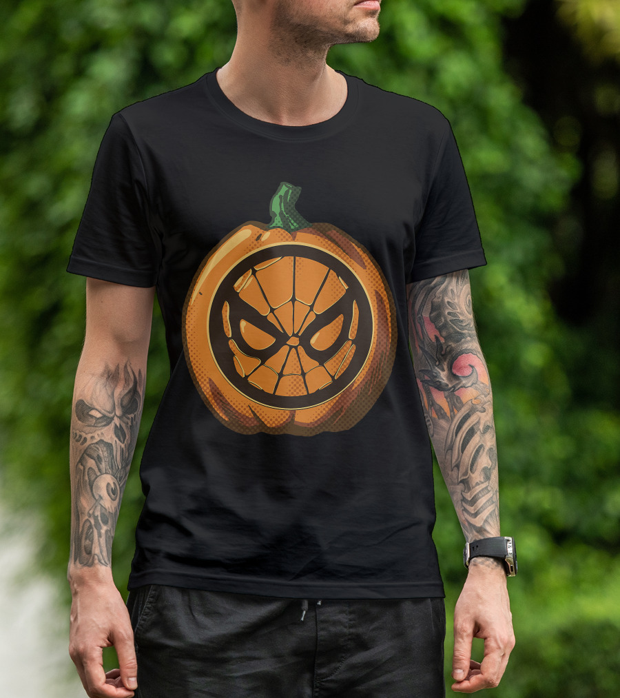 Spider Man Halloween Pumpkin Face Carving T-Shirt
