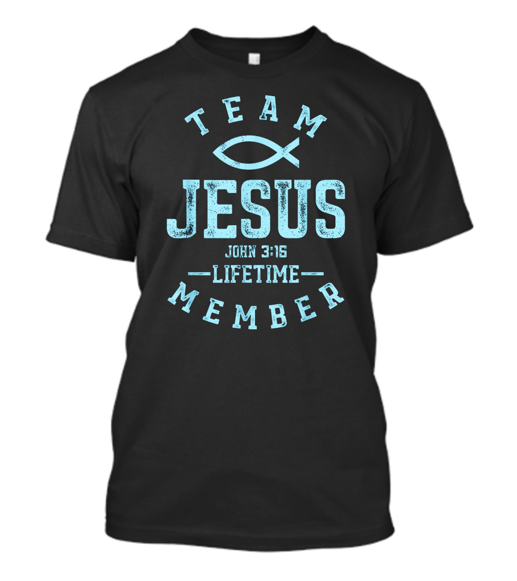 Team Jesus John 3:16 Christian Fish Symbol Lifetime Member T-Shirt