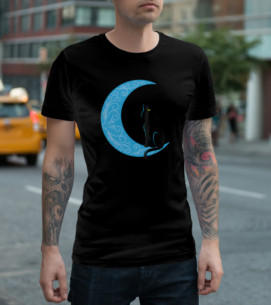 Black Cat Crescent Moon Sailor Guardian T-Shirt