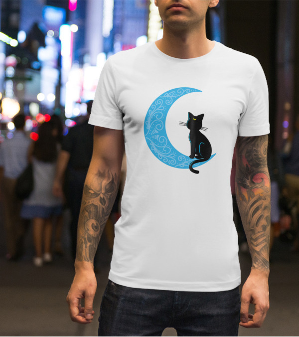 Black Cat Crescent Moon Sailor Guardian T-Shirt