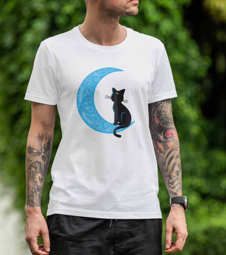 Black Cat Crescent Moon Sailor Guardian T-Shirt