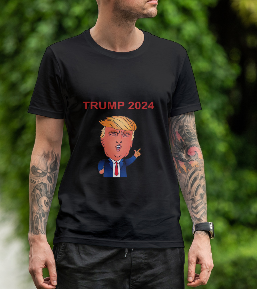 I'm Not Going Anywhere TRUMP 2024 With Cartoon Figure T-Shirt