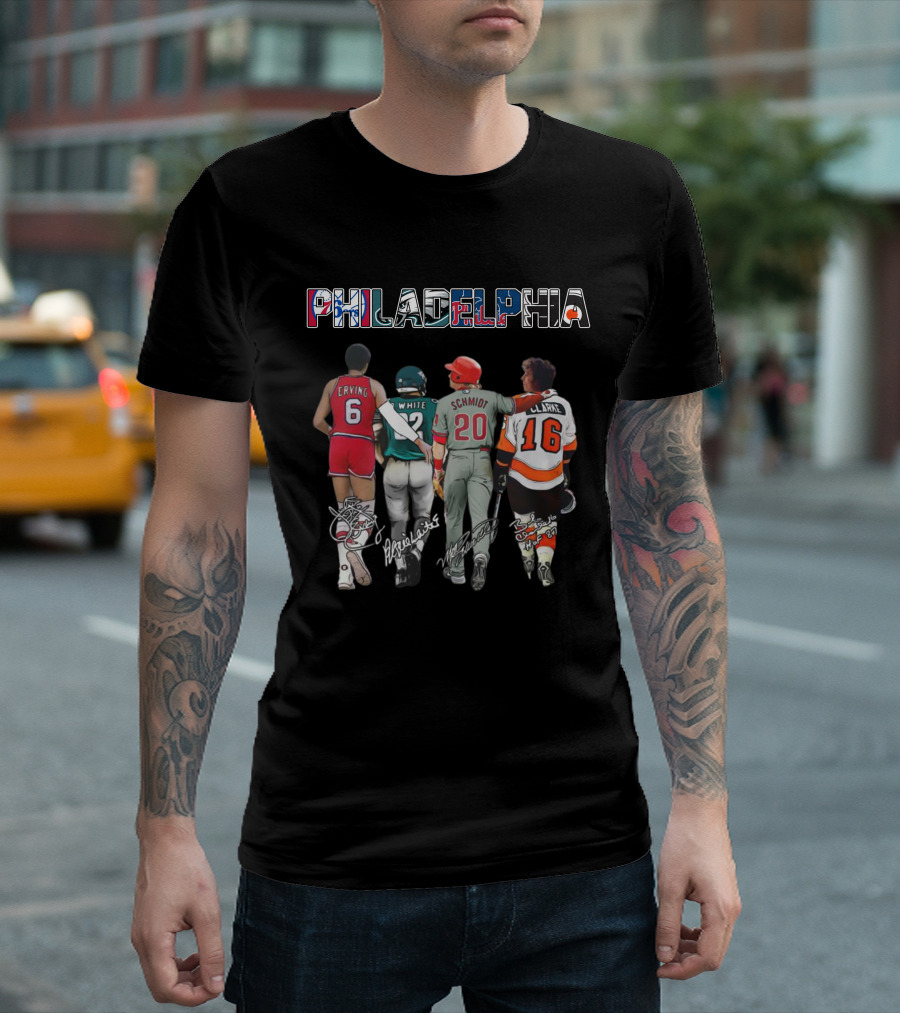 Erving White Schmidt Clarke Philadelphia Sports Legends T-Shirt