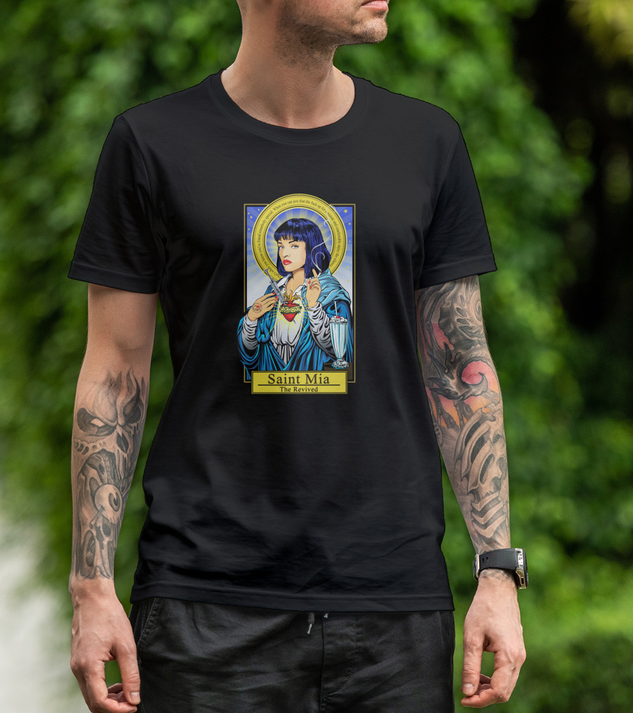 Saint Mia The Revived Pulp Fiction Icon Mia Wallace Image T-Shirt