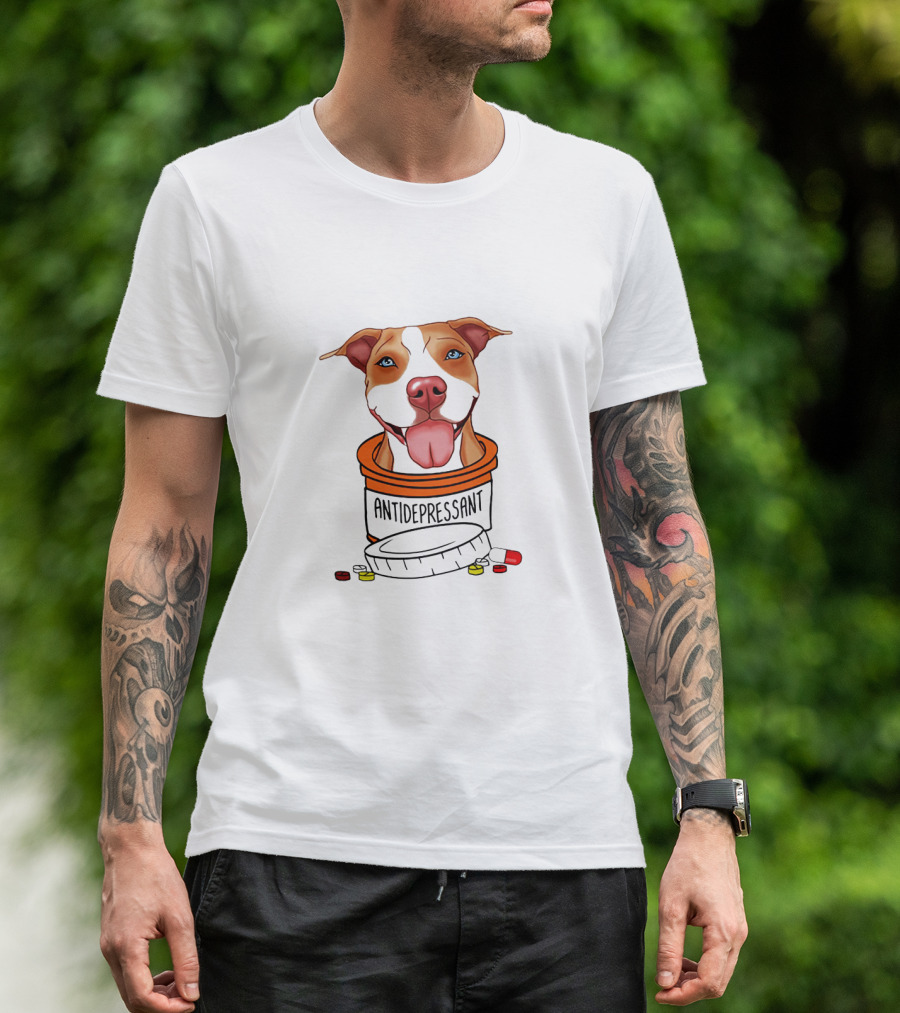 Antidepressant Dog In Pill Bottle With Capsules And Tablets T-Shirt
