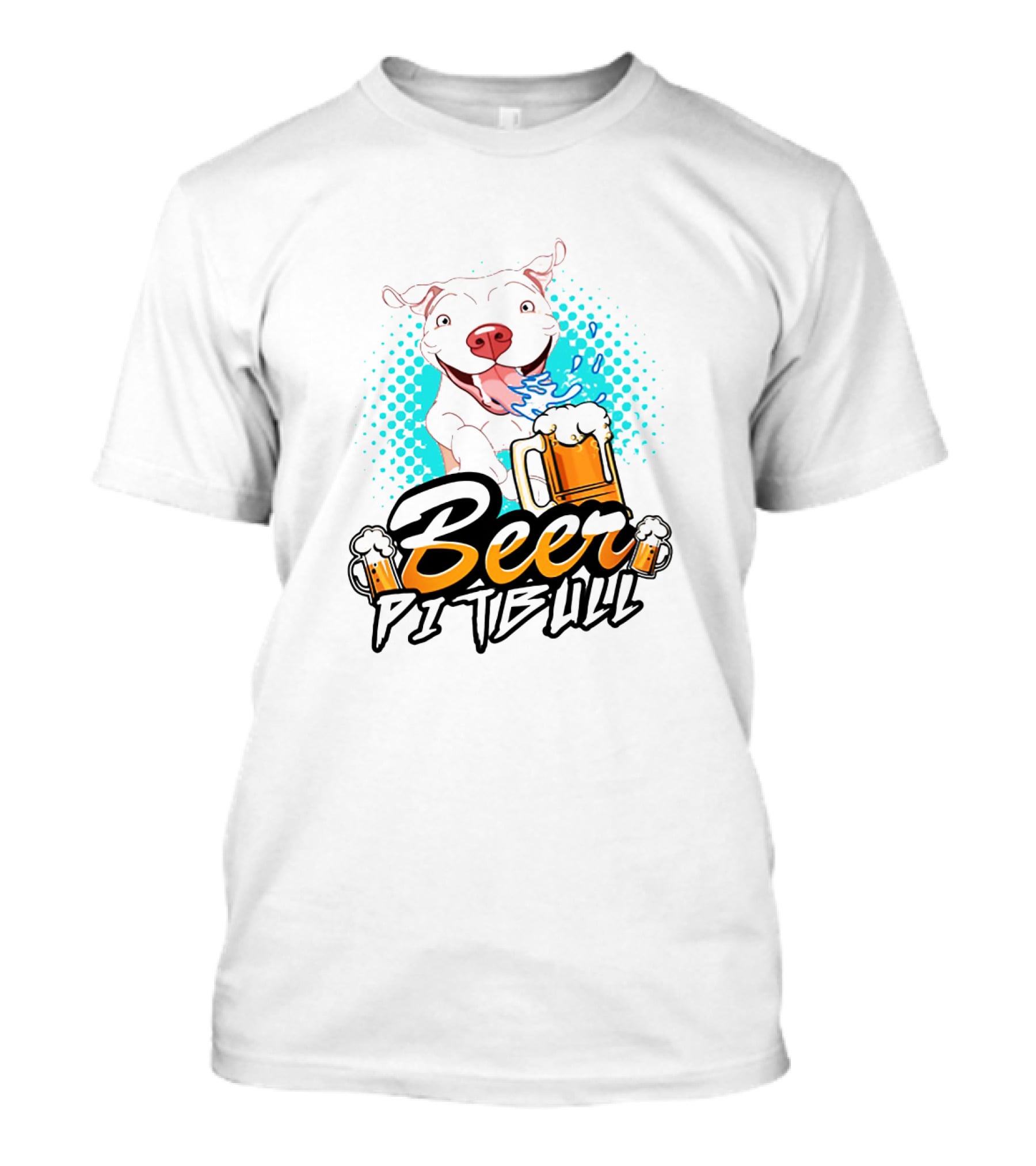 Beer Pitbull Happy Dog With Beer Mugs T-Shirt