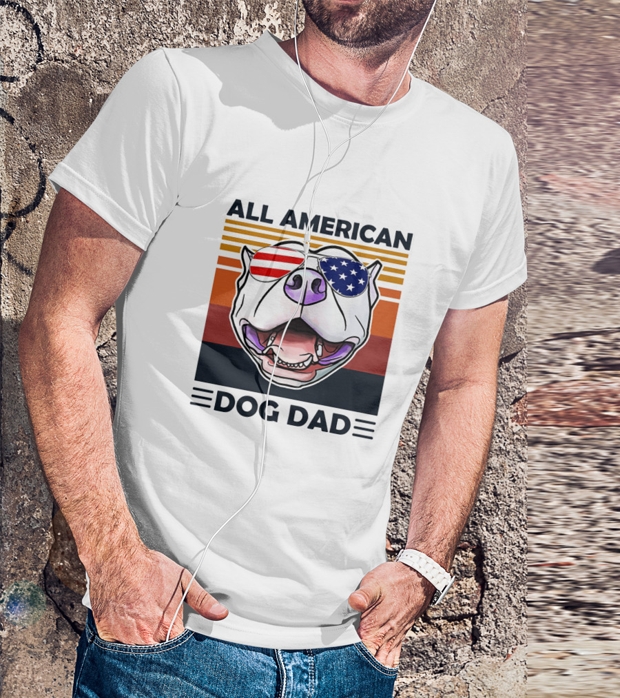 All American Dog Dad Patriotic Pitbull Eyewear T-Shirt