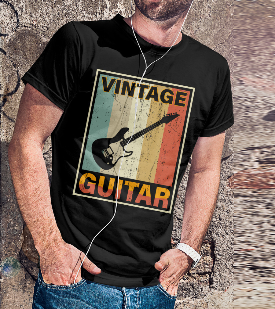 VINTAGE GUITAR RETRO STRIPES ELECTRIC T-Shirt