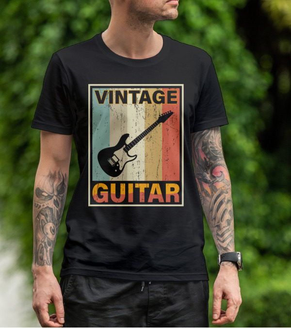 VINTAGE GUITAR RETRO STRIPES ELECTRIC T-Shirt