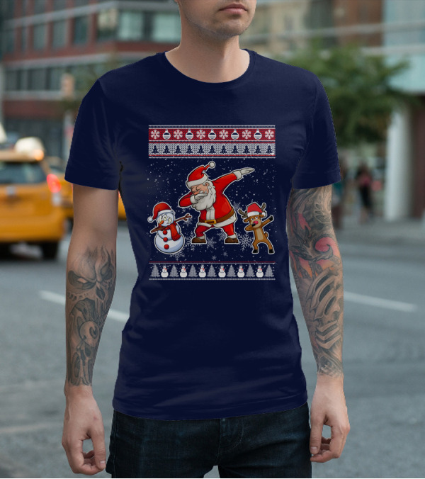 Santa Dabbing Santa Claus Snowman Reindeer Christmas Dabing T-Shirt