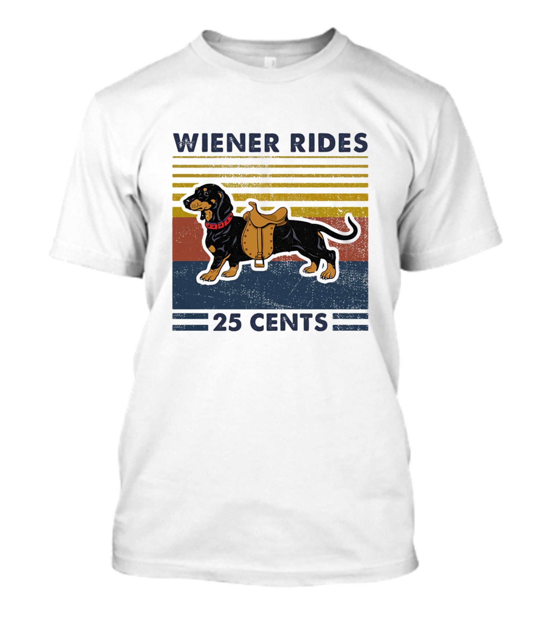 Wiener Rides Dachshund 25 Cents Retro Stripes T-Shirt