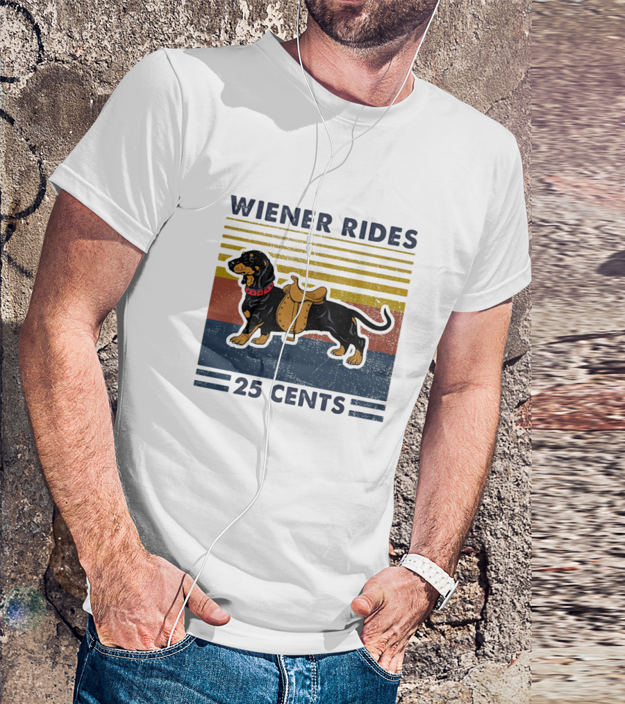 Wiener Rides Dachshund 25 Cents Retro Stripes T-Shirt