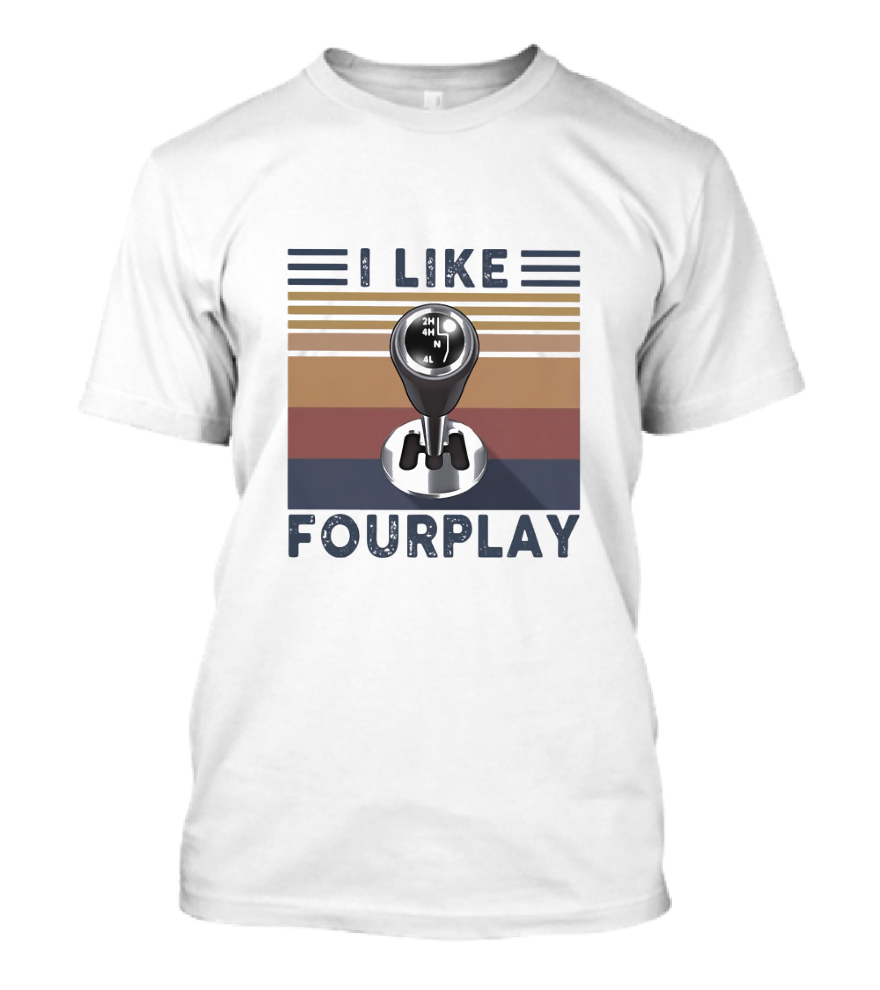 I Like Fourplay Gear Shift Retro Stripes T-Shirt
