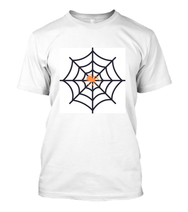 Spider Web Halloween Fitted Orange Spider T-Shirt