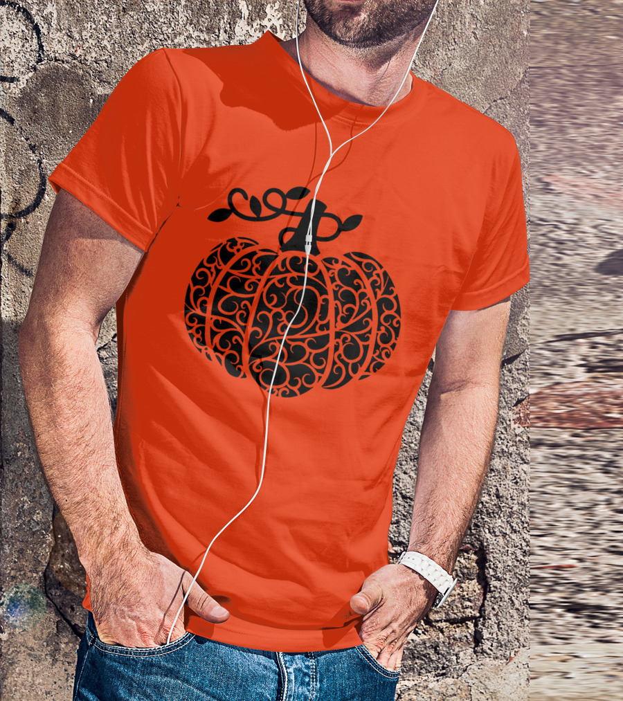 Fall Pumpkin Swirly Pumpkin Women Cute Fall T-Shirt