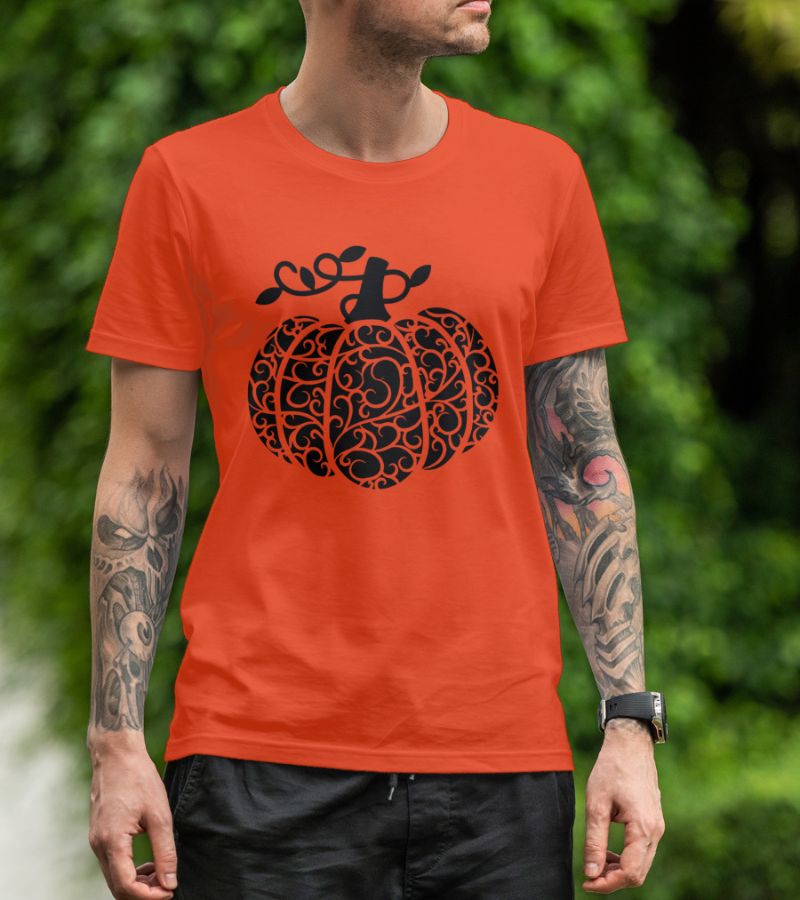 Fall Pumpkin Swirly Pumpkin Women Cute Fall T-Shirt
