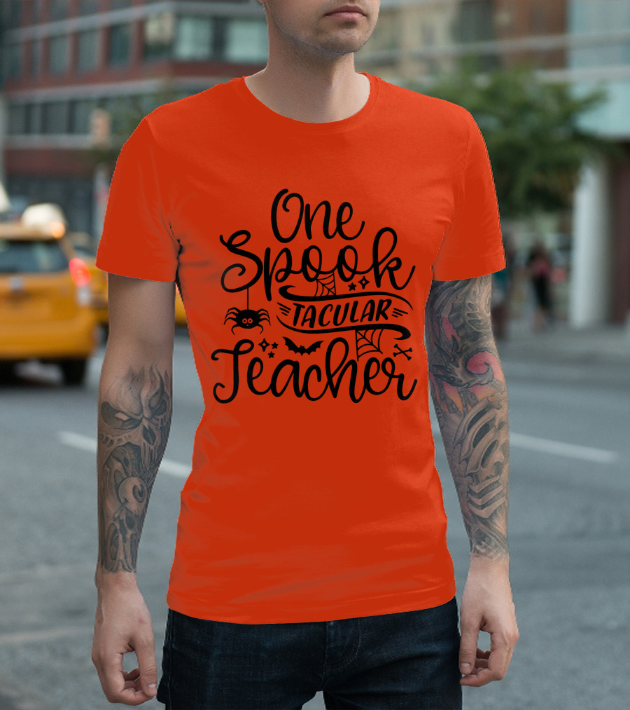 One Spooktacular Teacher Halloween Spider and Bat T-Shirt