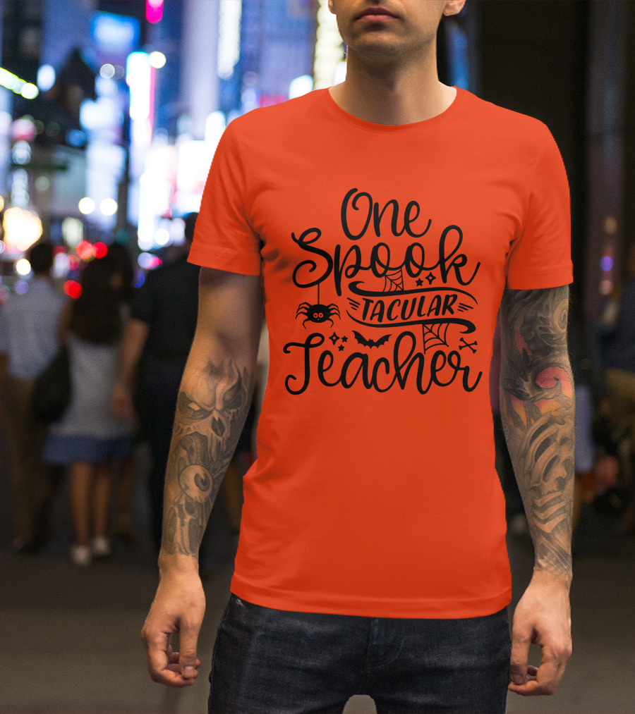 One Spooktacular Teacher Halloween Spider And Bat T-Shirt
