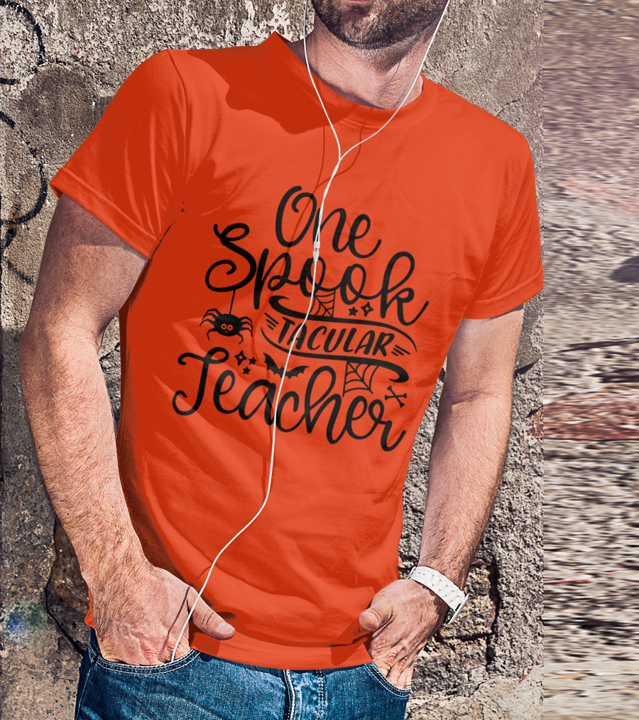 One Spooktacular Teacher Halloween Spider And Bat T-Shirt