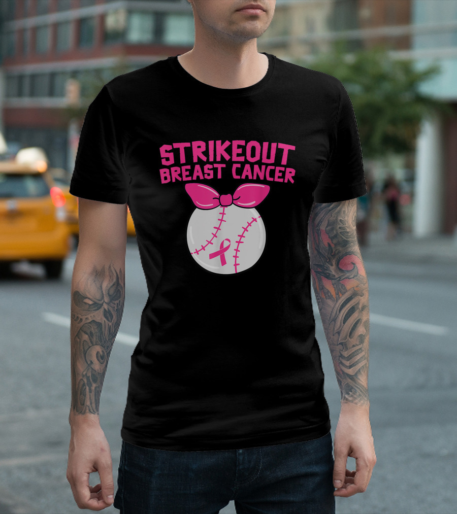 Strikeout Breast Cancer Awareness Baseball Pink T-Shirt