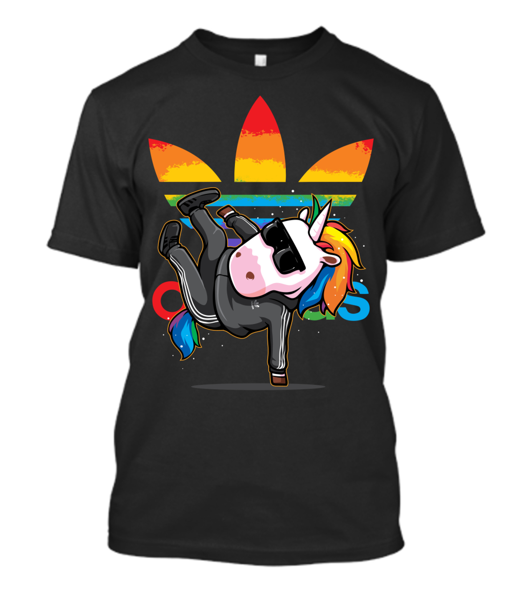 Dabbing Unicorn Rainbow Dab Hip Hop Trefoil Colors T-Shirt