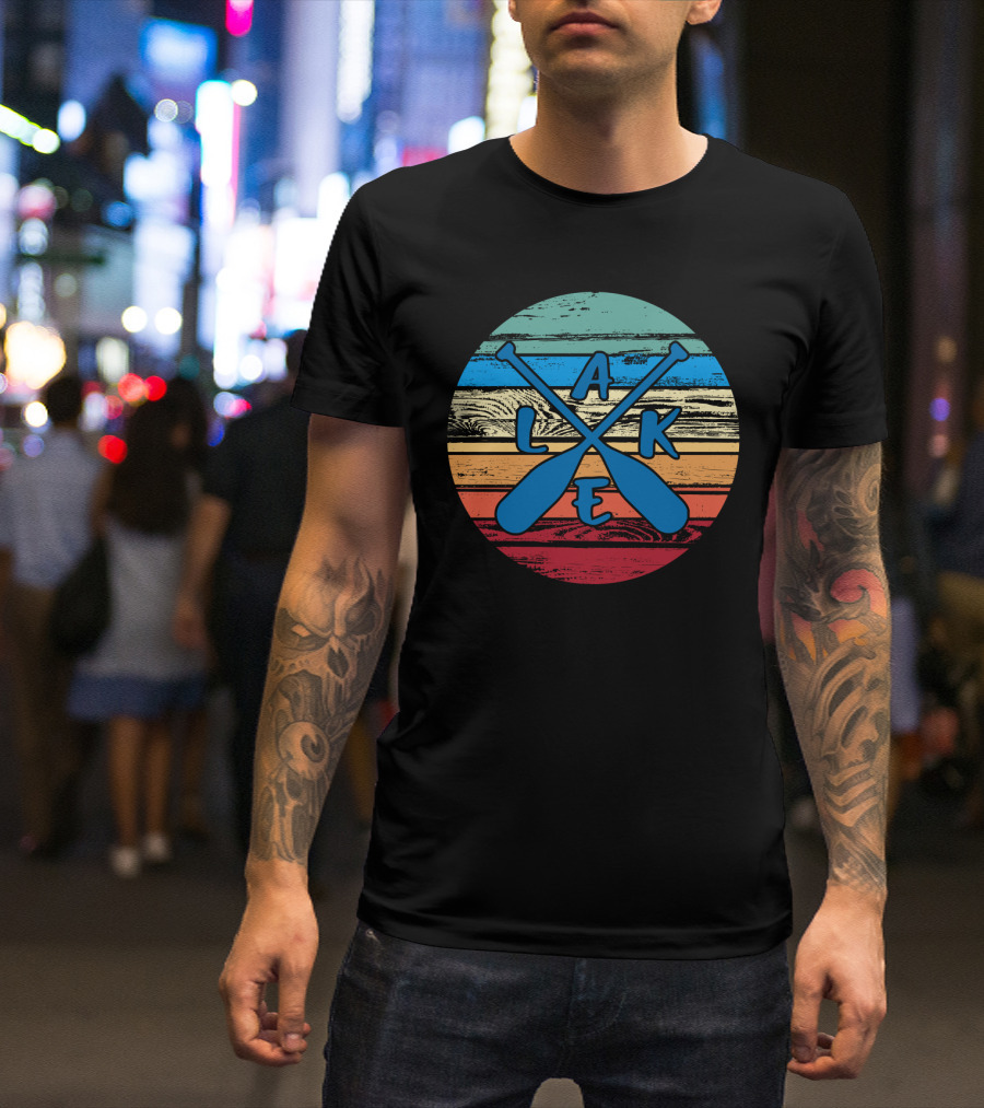 Lake Paddle Cross Rustic Vintage Summer Vacation T-Shirt