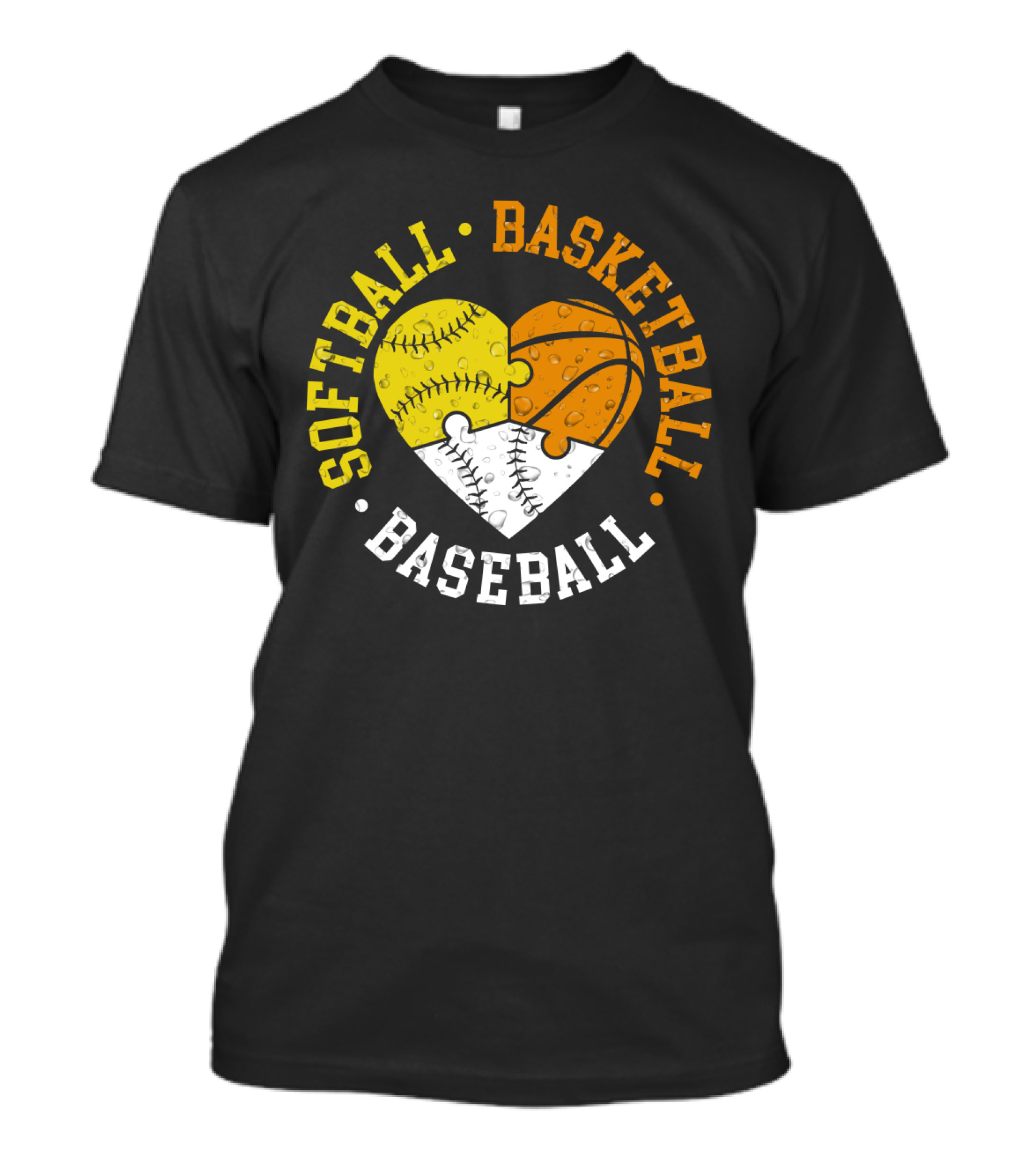 Softball Basketball Baseball Heart Puzzle T-Shirt