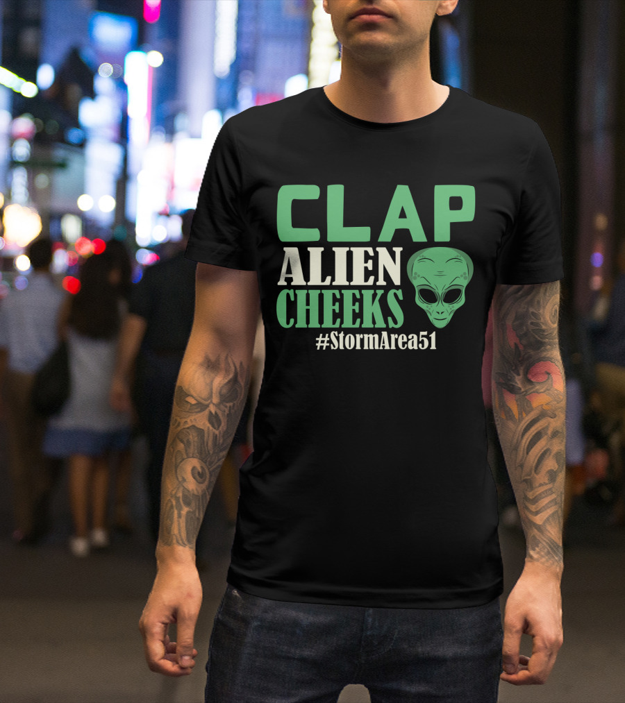 Clap Alien Cheeks Alien Head Graphic Hashtag Storm Area 51 Fun Run T-Shirt