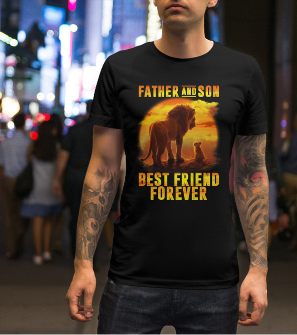 Father And Son Best Friend Forever The Lion King Silhouette Fan T-Shirt