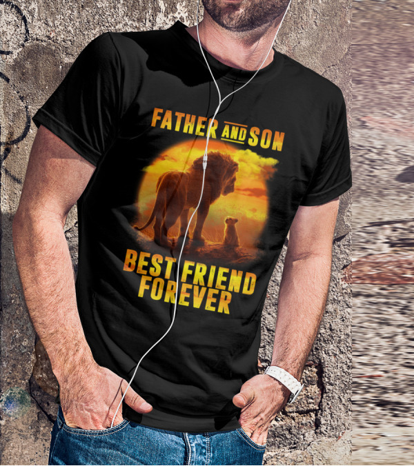 Father And Son Best Friend Forever The Lion King Silhouette Fan T-Shirt
