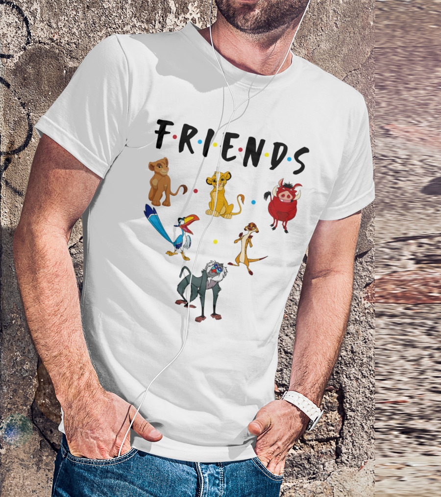 Friends The Lion King Simba Pumbaa Timon Rafiki Zazu Cartoon Characters T-Shirt