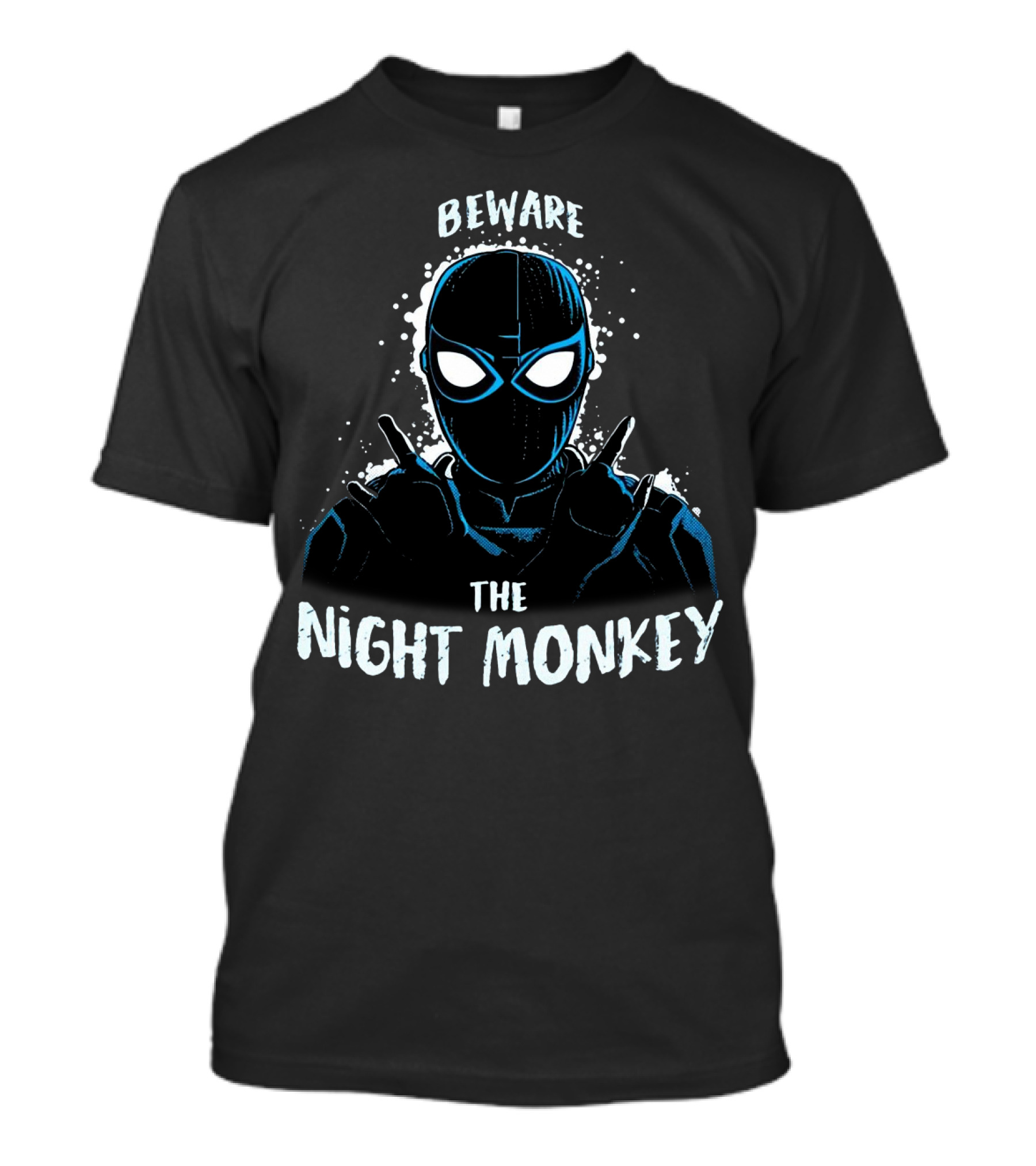 Beware The Night Monkey Spiderman Character In Iconic Black Suit T-Shirt