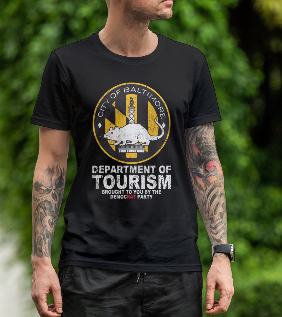 City Of Baltimore Department Of Tourism With Rat And Democrat Party Emblem T-Shirt