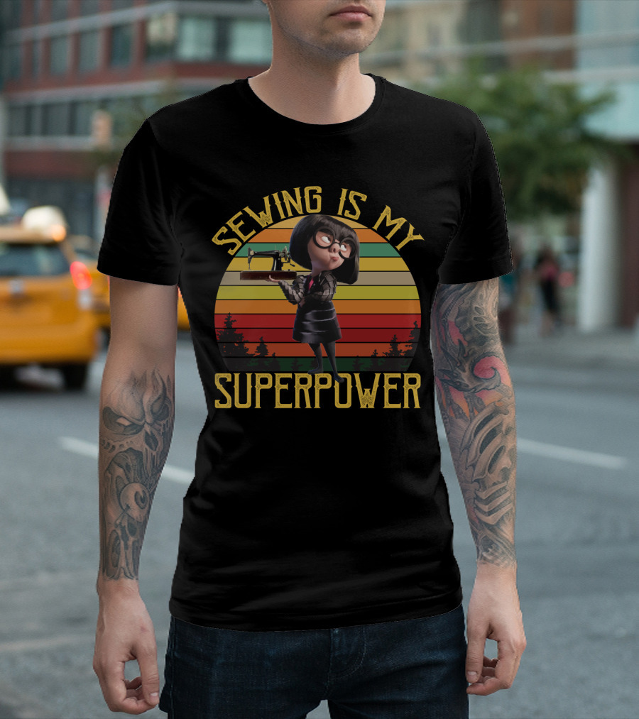 Sewing Is My Superpower Edna Mode Style with Vintage Sewing Machine T-Shirt