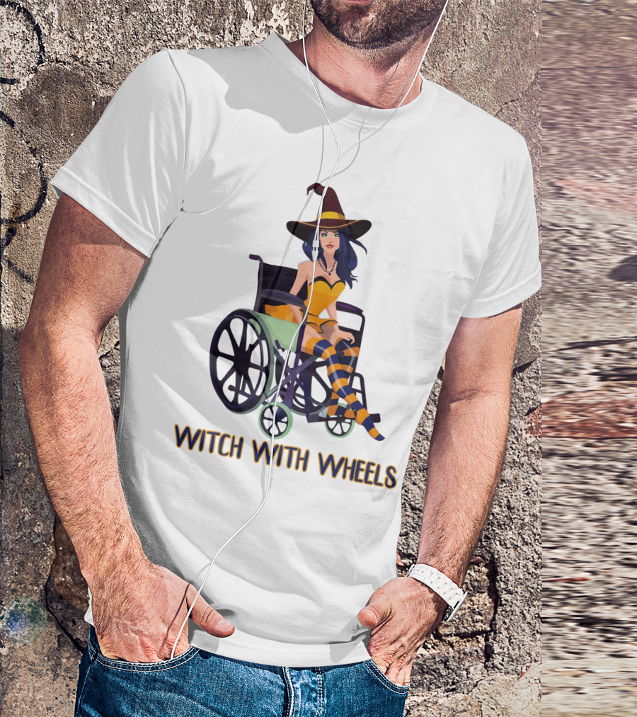 Witch With Wheels Halloween Funny Girls Women Disability Costume T-Shirt