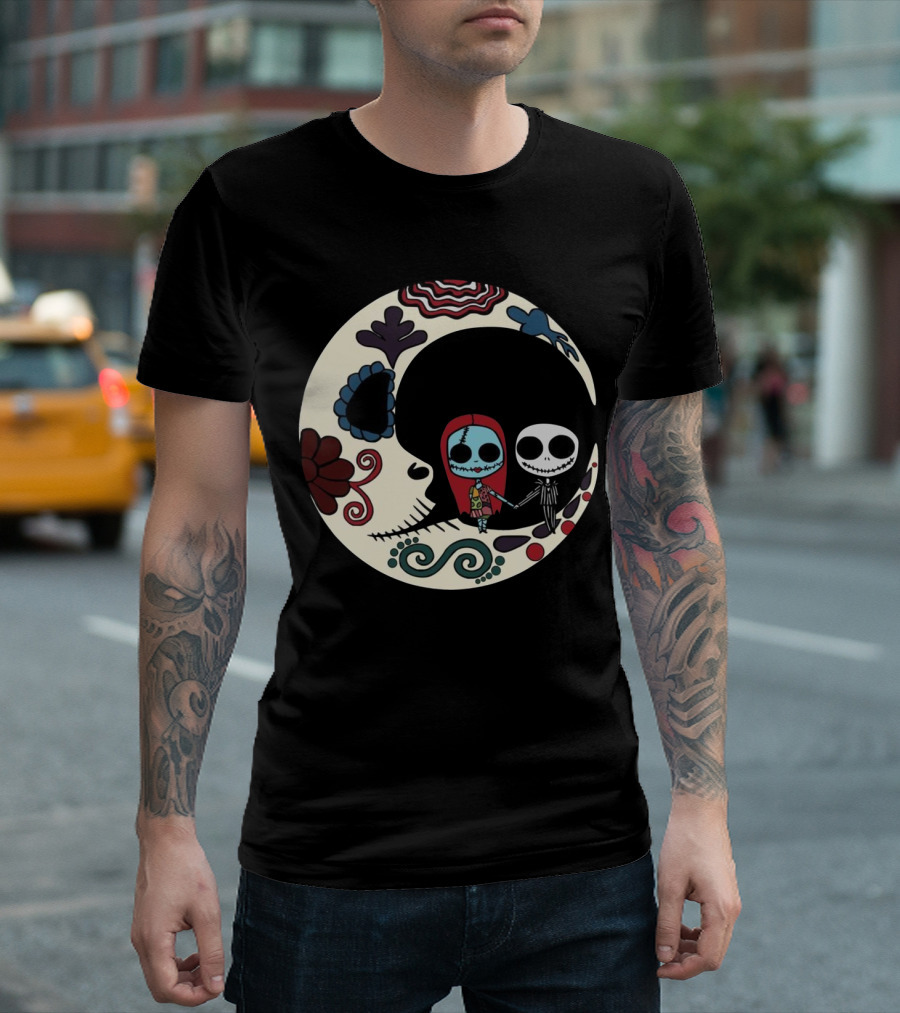 Calavera Moon Jack Skellington Sally Día De Los Muertos T-Shirt
