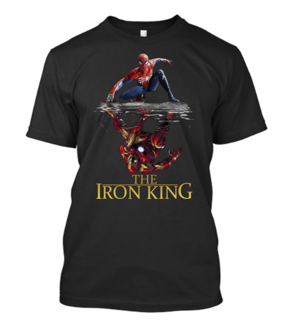 The Iron King Spiderman Reflected With Iron Man Shadow On Water T-Shirt