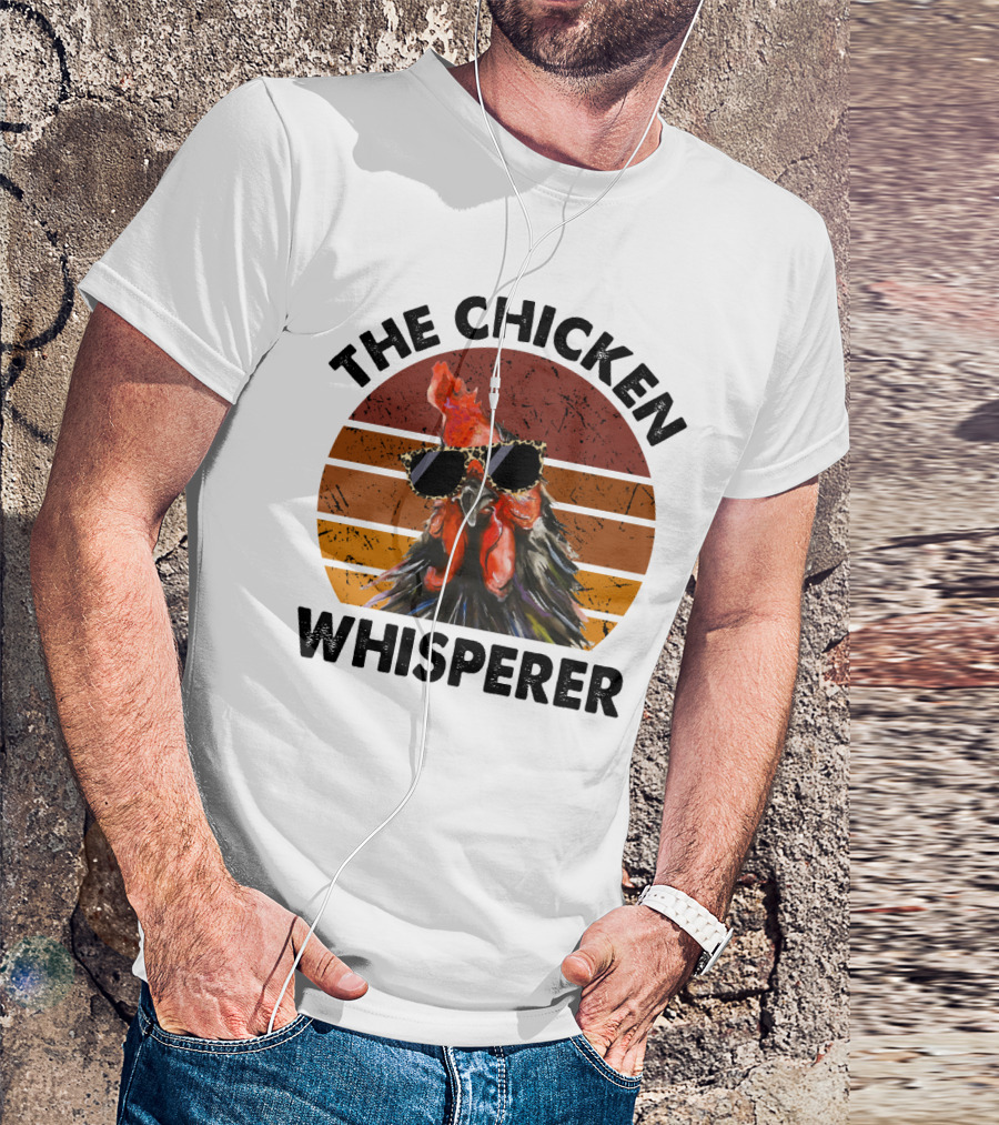 The Chicken Whisperer Retro Sunglasses Vintage Sunset Chicken T-Shirt