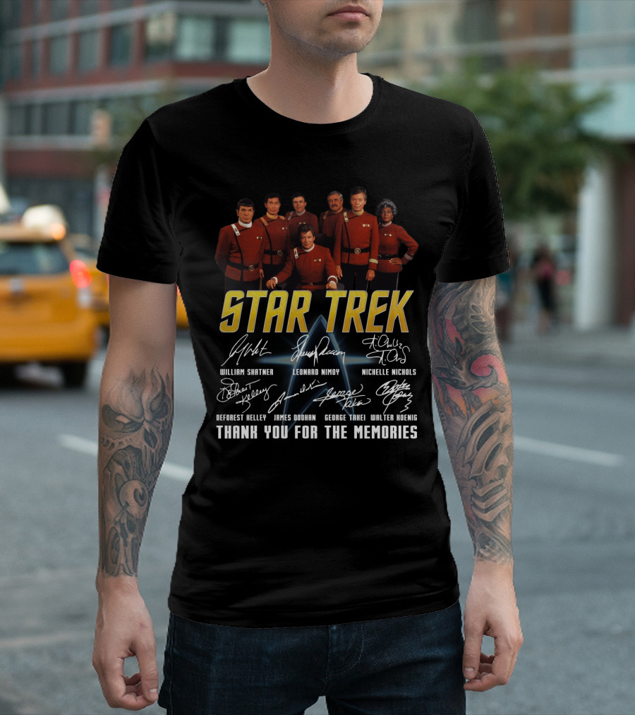 Star Trek Cast William Leonard Nichelle Thank You for the Memories Signatures T-Shirt
