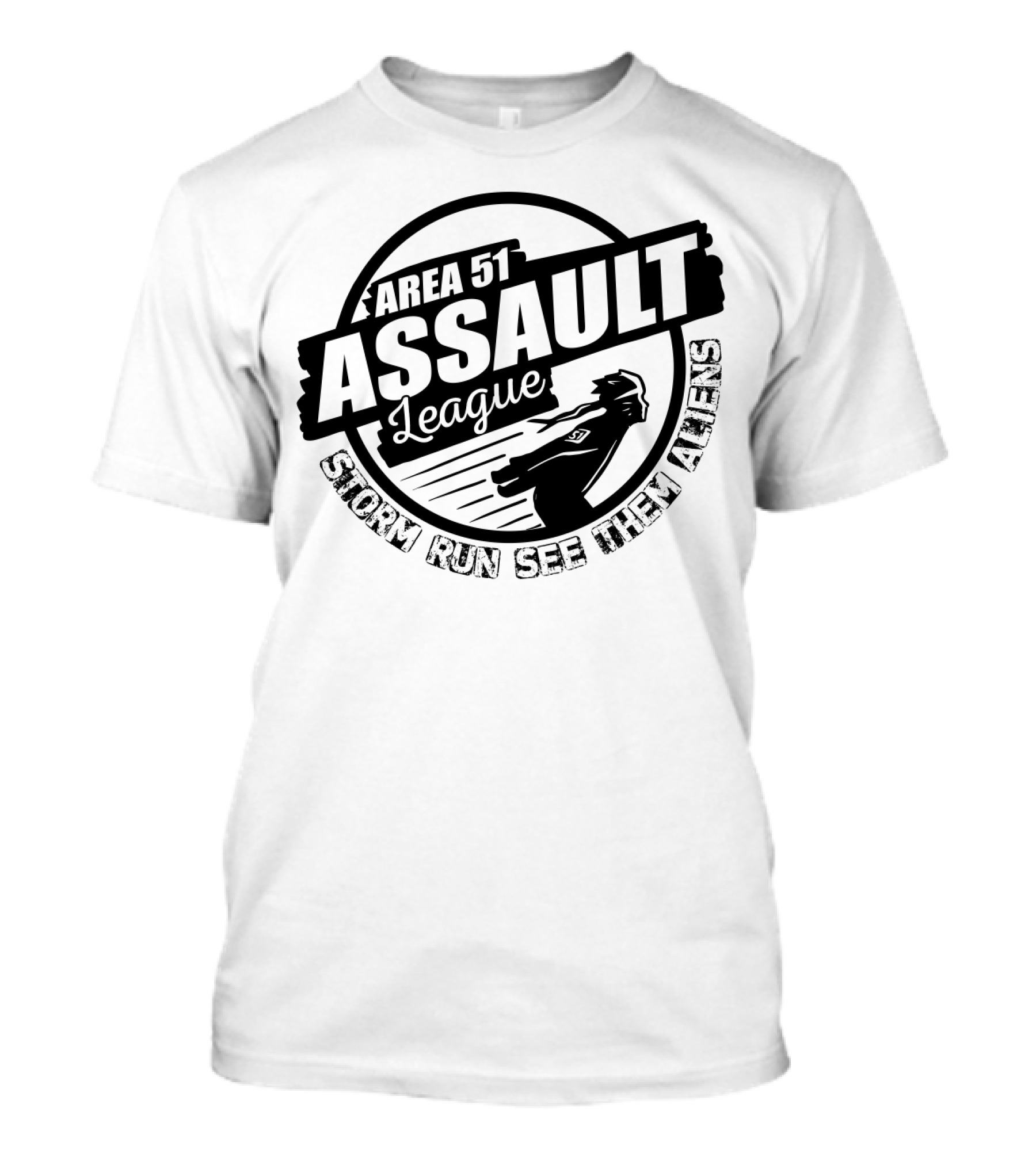 Area 51 Assault League Storm Run See Them Aliens Funny Running Challenge T-Shirt