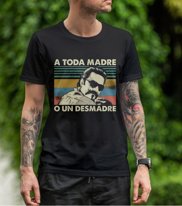 A Toda Madre O Un Desmadre Vintage Retro Stripes Cool Sunglasses T-Shirt