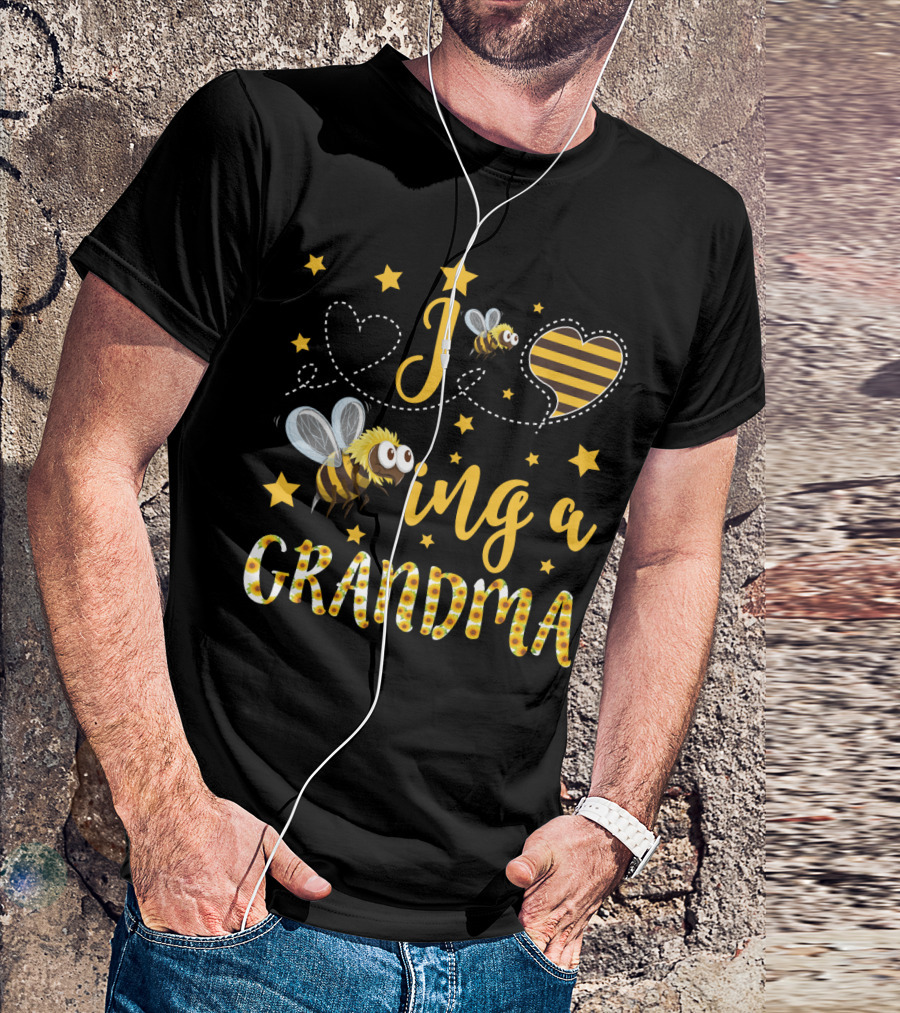Grandma Bee And Sunflower Heart Delightful Sentiment T-Shirt