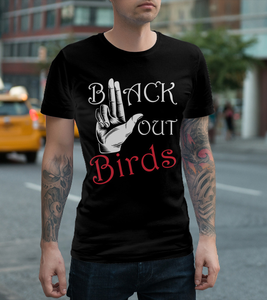 Back Out Birds Funny Pitbull Dog Lovers Sarcasm Hand Gesture T-Shirt