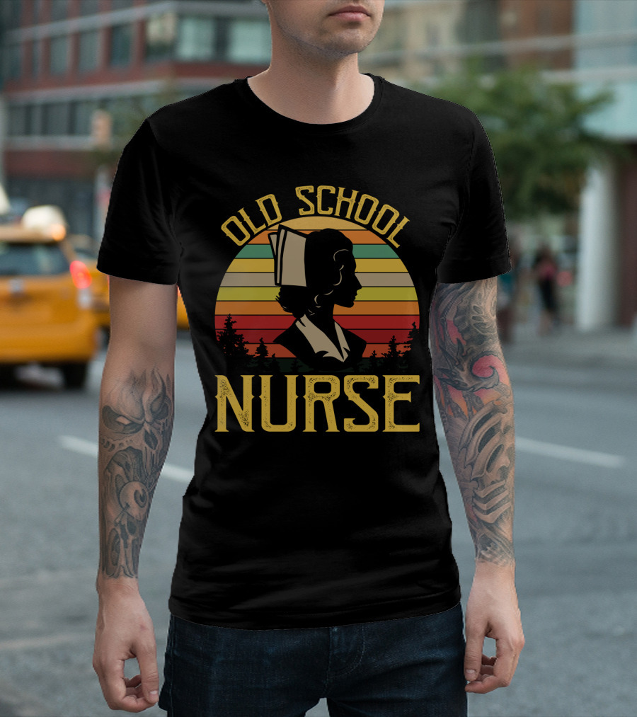 Old School Nurse Vintage Sunset T-Shirt
